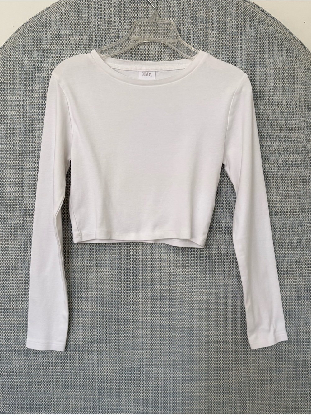 Girls Zara White Cropped Long Sleeve Tee - size 13 - 14